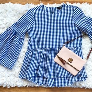 Who What Wear Gingham Peplum Blouse